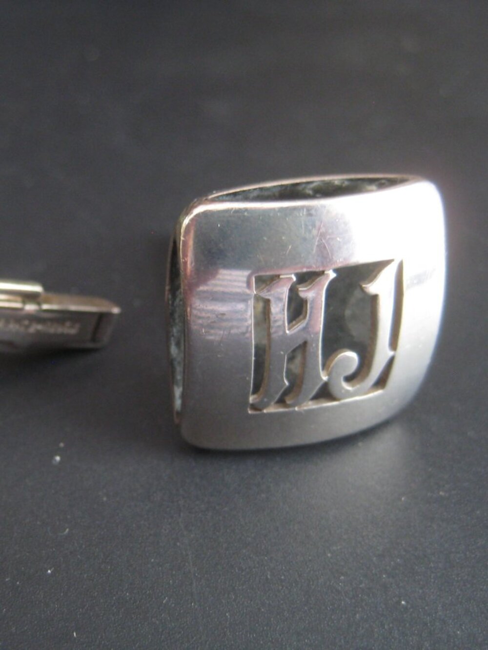 MID CENTURY CAPO STERLING SILVER MONOGRAM CUFFLINKS "HJ"